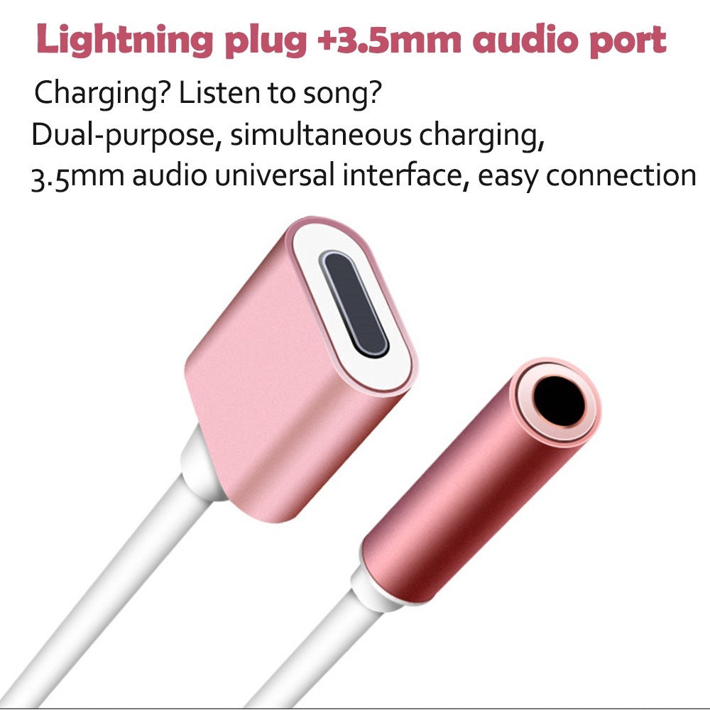 2 In 1 for Lighting To 3.5mm Earphone Audio Jack Charger Connector Cord for IPhone Splitter