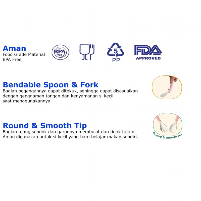 Castle - Bendable Spoon &amp; Fork Baby Safe B348 - Sendok Garpu Bayi