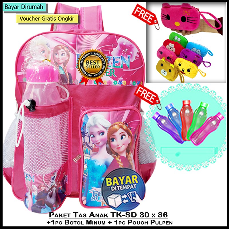 [Paket] Tas Sekolah Anak TK-SD Free Botol minum dan Pouch Tempat Pulpen Tas Anak Cewek Tas Sekolah