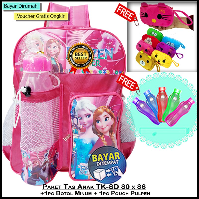 [Paket] Tas Sekolah Anak TK-SD Free Botol minum dan Pouch Tempat Pulpen Tas Anak Cewek Tas Sekolah