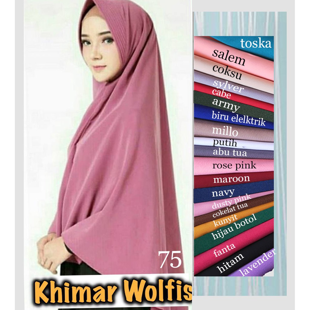 PET KHIMAR JUMBO 75 X 90 XL WOLFIS BERGO JILBAB HIJAB SYARI STANDARD TERLARIS NO.MIN