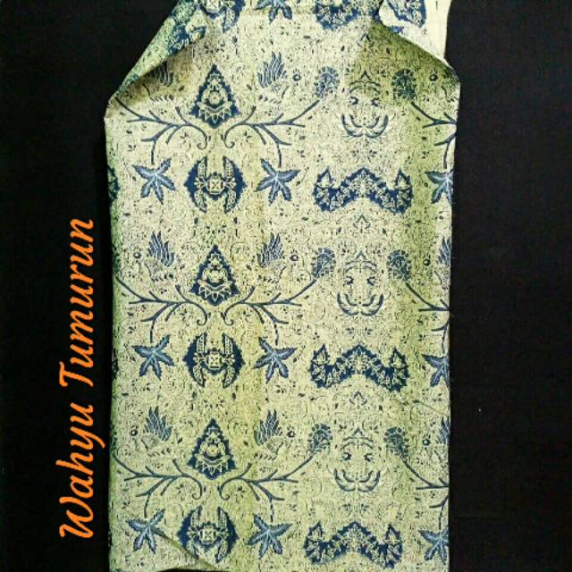 Bahan kain motif Wahyu tumurun lawasan biru