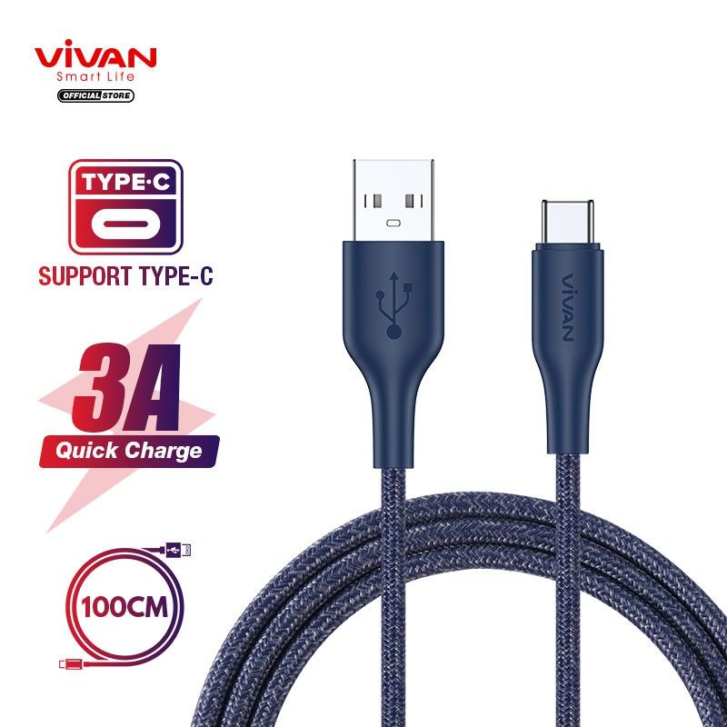 KABEL DATA TYPE C FAST CHARGING 3A 100CM VIVAN FC100S