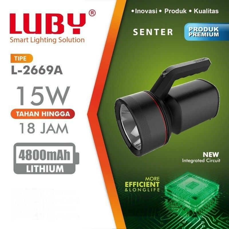 COD SENTER TANGAN LED RECHARGEABLE HANDLIGHT LUBBY 15 WATT L-2669A//SENTER LUBY L-2669A 15 WATT