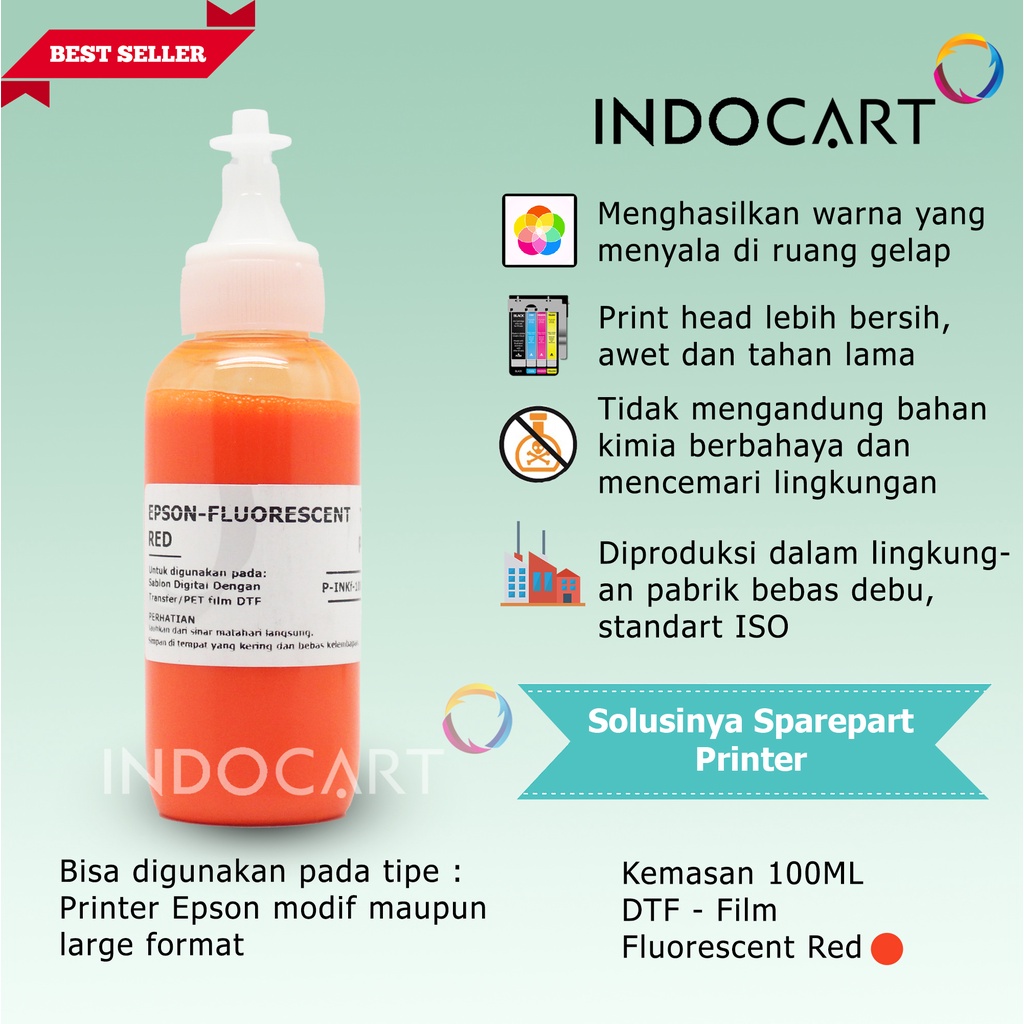 IndoCart Tinta Premium Epson Tinta DTF Fluorescent -100ml