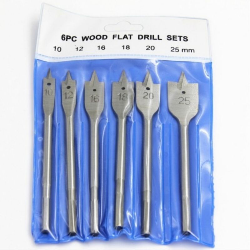 Mata Bor Kipas Set Isi 6pcs Flat Wood Bits | Mata Bor Kayu Kipas