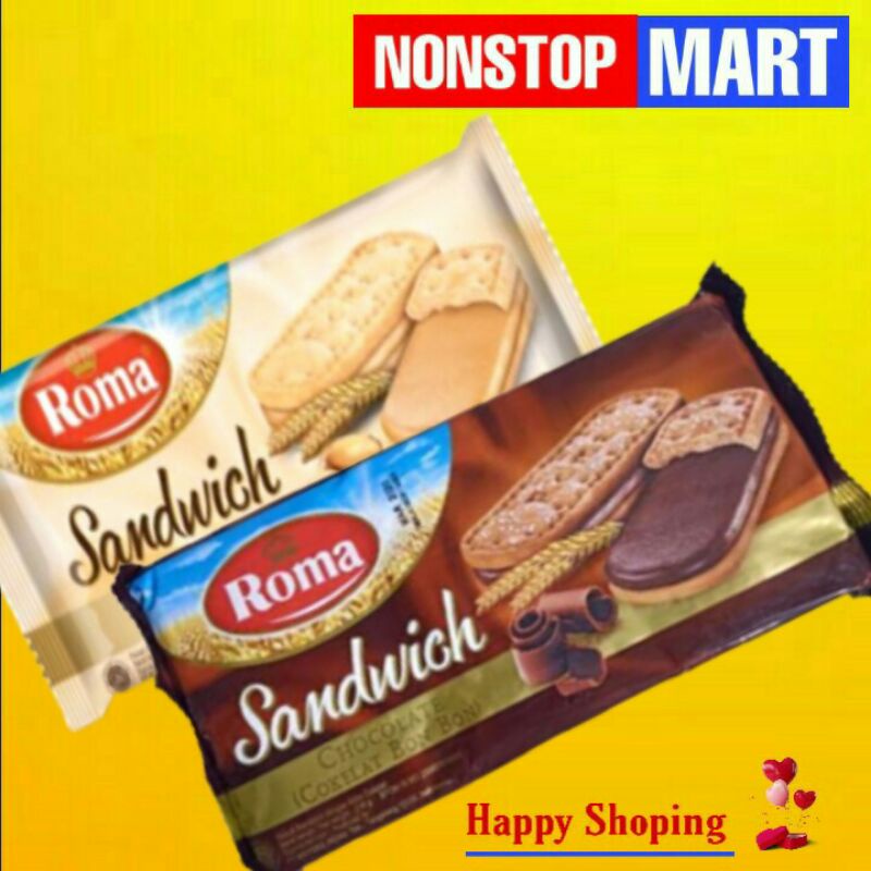 

ROMA SANDWICHI Biskuit 216gr Rasa Kacang/Coklat