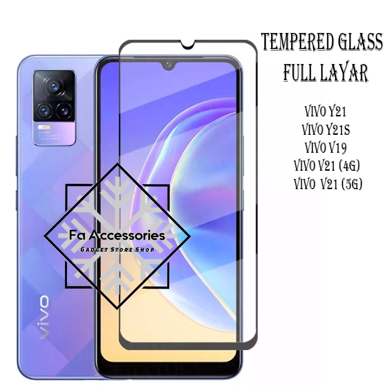 Tempered Glass 5D 9D VIVO Y21 Y21A Y21S Y21T Y22 Y33 Y33S Y33T Y75 S T V19 V21 A 4G 5G 5d  full lem screen protector antigores