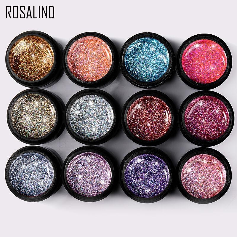ROSALIND SHINY RAINBOW GEL SERIES Gel Nail Polish UV LED / Kutek / Cat Kuku Murah