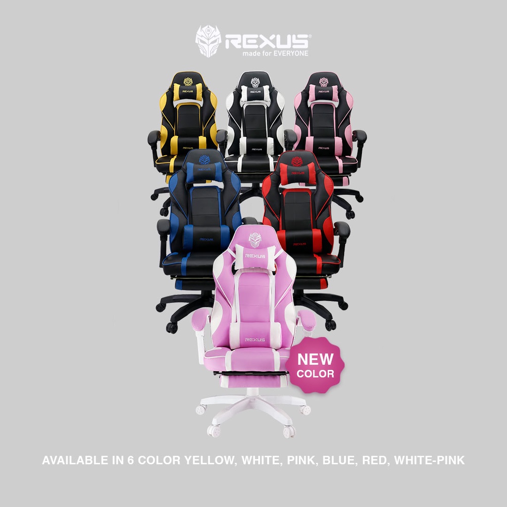 Rexus RGC R60 Kursi Gaming dengan Bantal Penyangga Punggung dan Leher, Warna Beragam