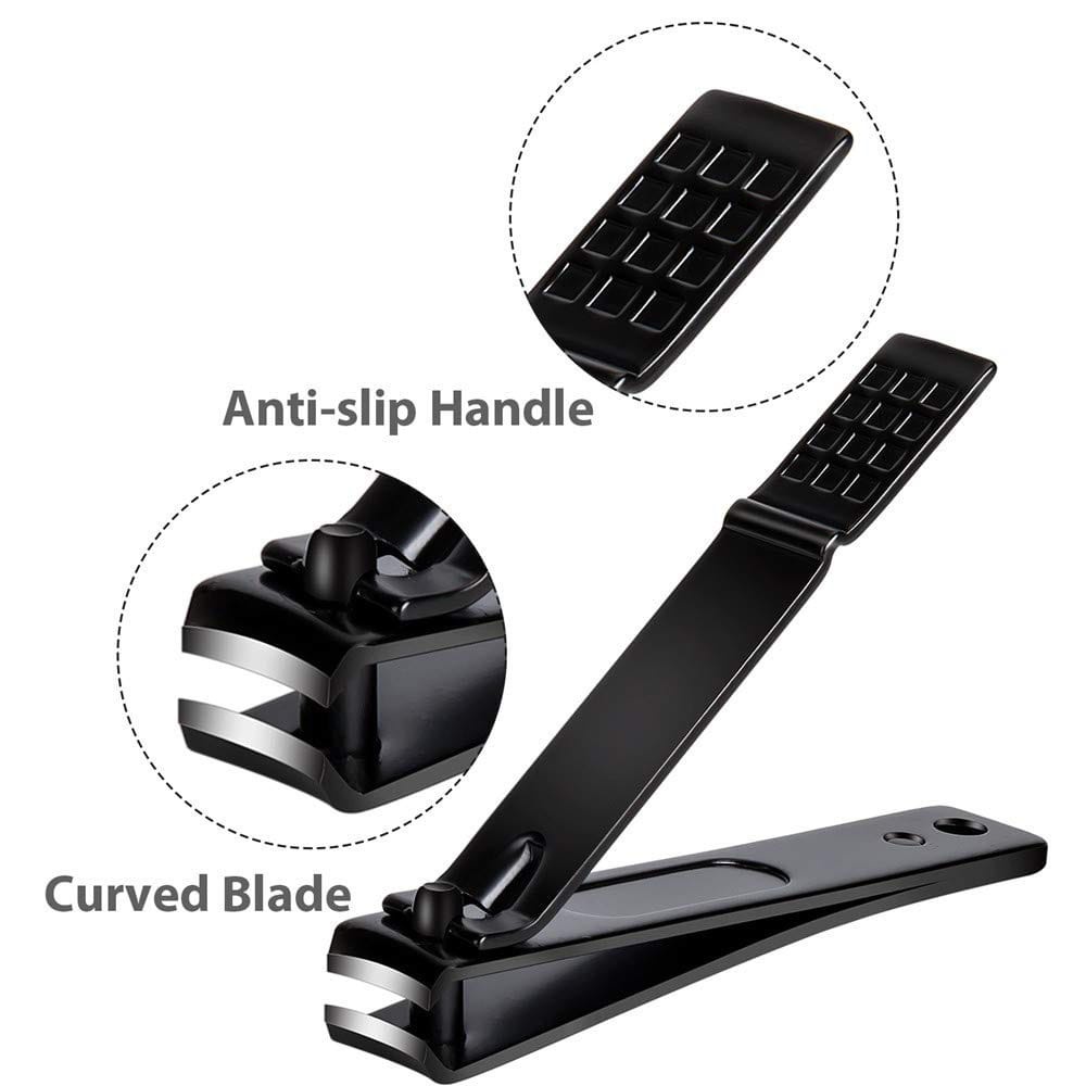 Gunting Kuku Hitam Stainless Steel Anti Slip - Alat Potong Kuku Manicure Pedicure Tajam Nail Clipper Premium F812