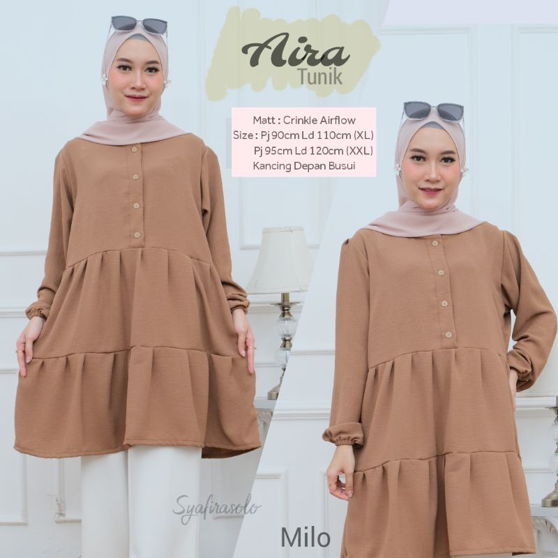 PROMO AIRA TUNIK/ATASAN REMPEL WANITA RAYON POLOS (M,L,XL,XXL,XXXL)