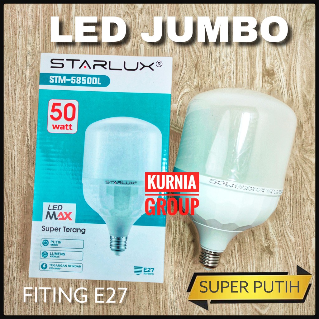 STARLUX MAX 50W CAPSUL Lampu LED Putih 50Watt Jumbo Super Terang Bohlam Capsule Kapsul Starluk MAX STM-58200DL Garansi 50 Watt Bola Lampu Besar Ruangan Besar Kualitas Premium Termurah Terlaris