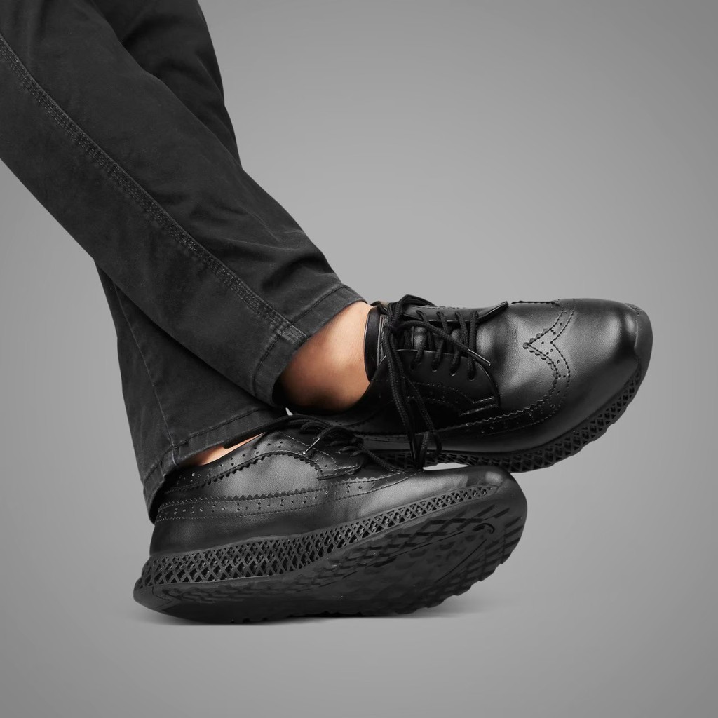 Izo Black | Sepatu Longwing Pantofel Hitam Pria Casual Wingtip Kerja Ori Cowok Laki | FORIND Monday