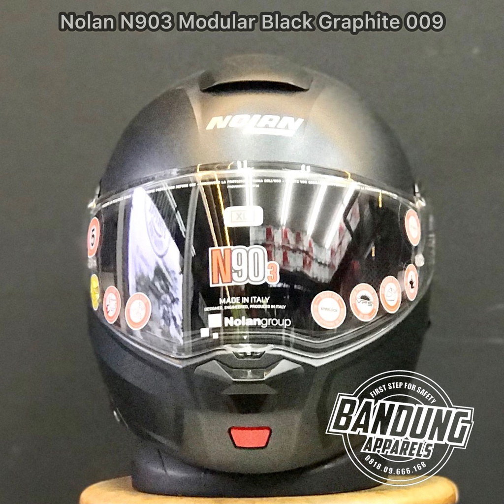 Helm Motor Modular Helmet Nolan N903 Black Graphite Full Face Open Face SNI Helmet
