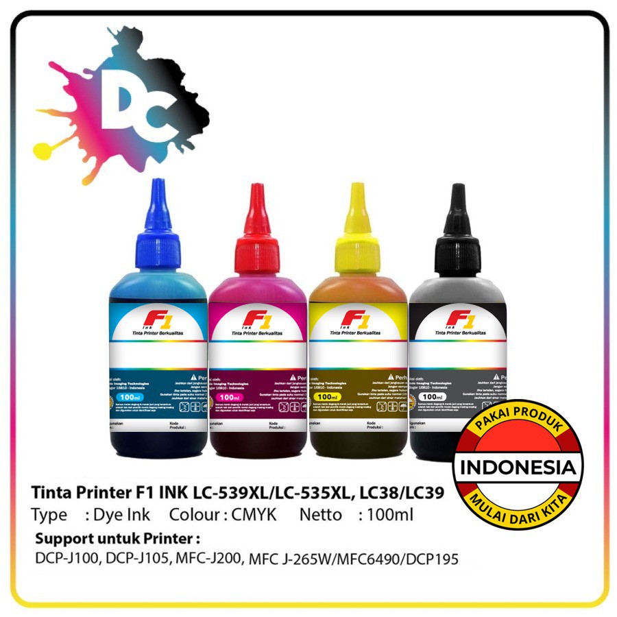 Tinta Refill F1 Isi Ulang Botol Infus J100 LC38 LC39 / T300 BT6000 BT5000 100ml