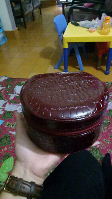 Kotak Emas Tempat Perhiasan & Aksesoris - Traveller Jewelry Box Maroon Croco