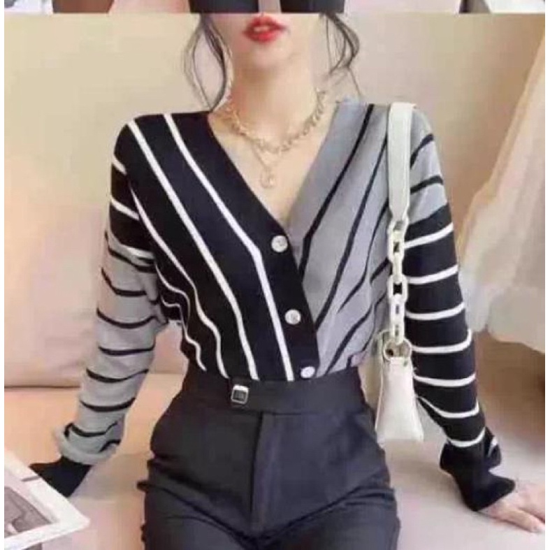 Atasan Blouse Rajut Wanita Lengan Panjang 9899