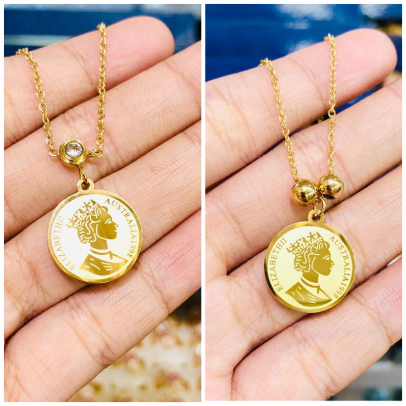 Kalung koin Elisabeth titanium terbaru 0287