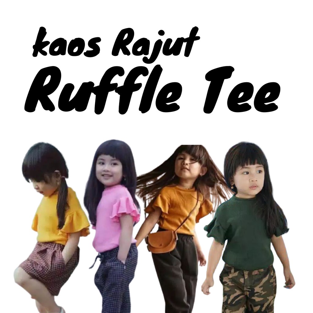 BAJU RAJUT ANAK RUFFLE TEE  all size 2-5 th polos kaos bahan rajut TERLARIS