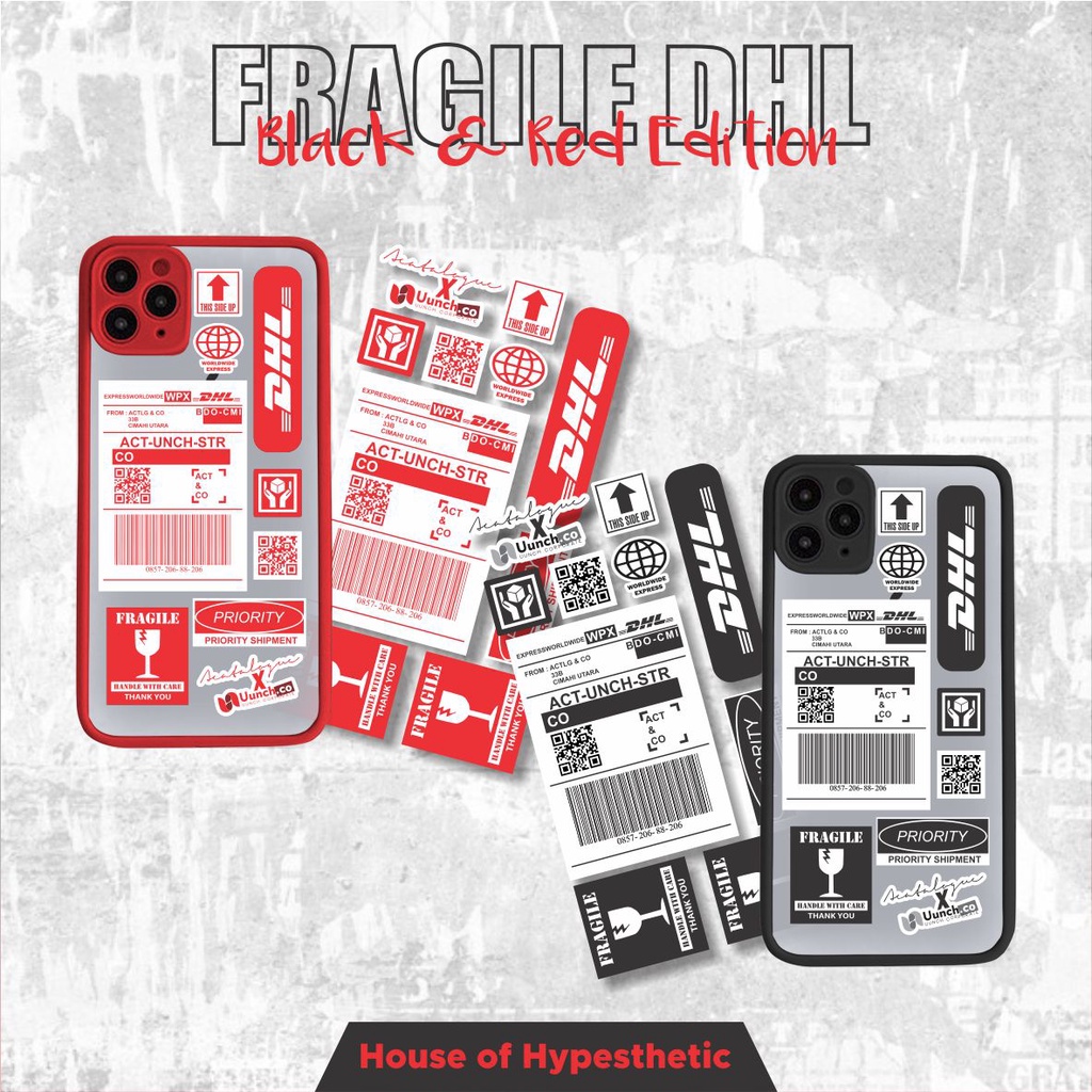 Sticker Aesthetic Case Handphone Ipad Laptop Tumblr Bujo Skateboard Helm DHL Fragile || DHL BLACK AN