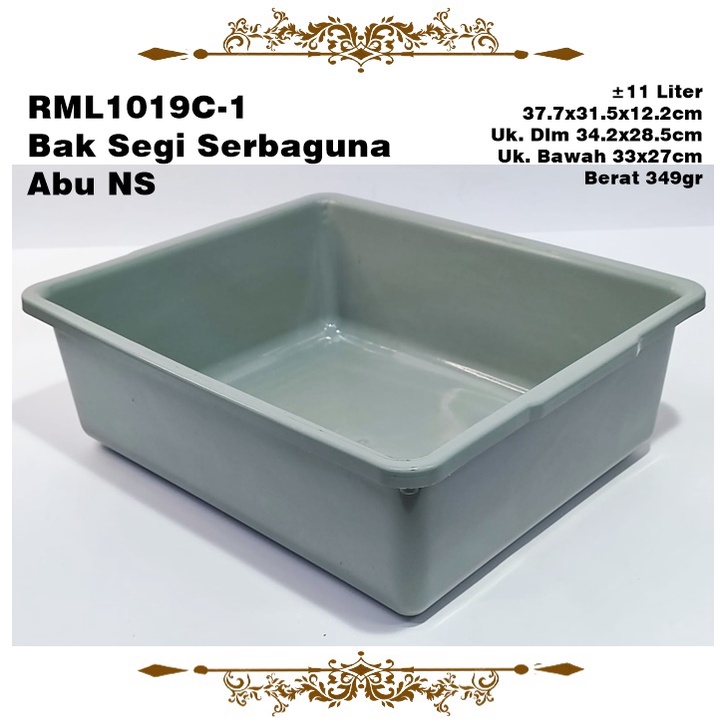 RML1019C-1 Bak Segi Serbaguna Abu NS ± 11 Liter