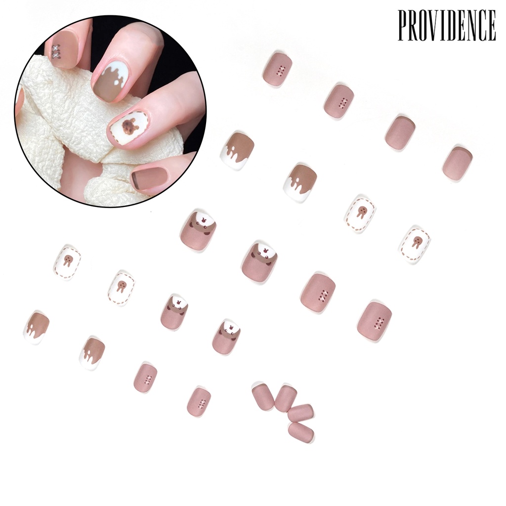 Providence 1Set Nail Patch Adorable Compact ABS Cream Bear False Nail for Dating