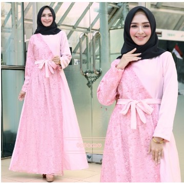 Baju Gamis Muslim Terbaru 2020 2021 Model Baju Pesta Wanita kekinian Bahan Kondangan remaja