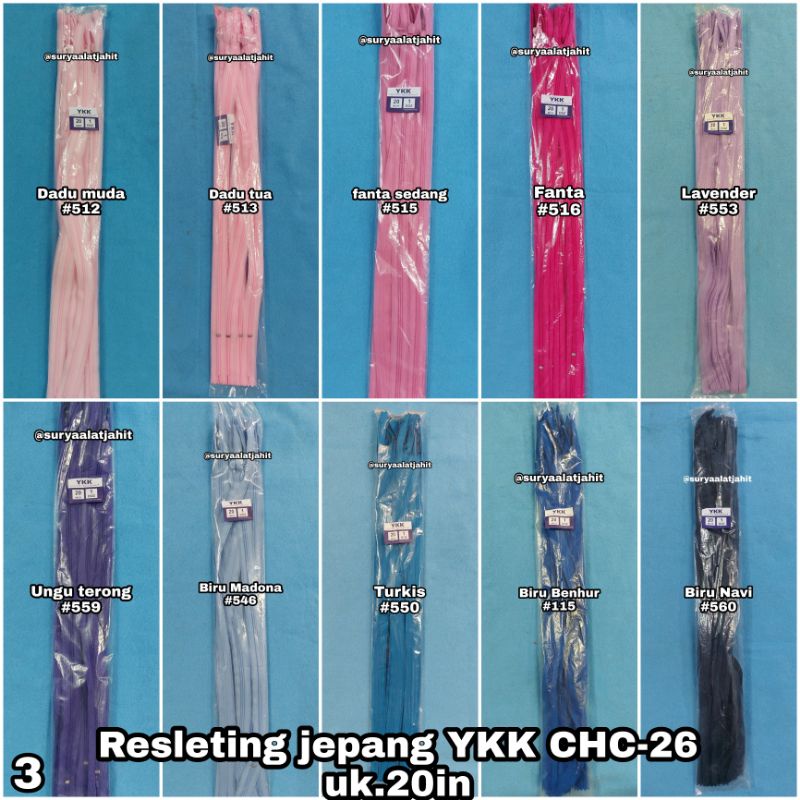 🅰️Resleting jepang YKK 20in/50cm CHC-26 @1lusin =rp.98.500/12pcs