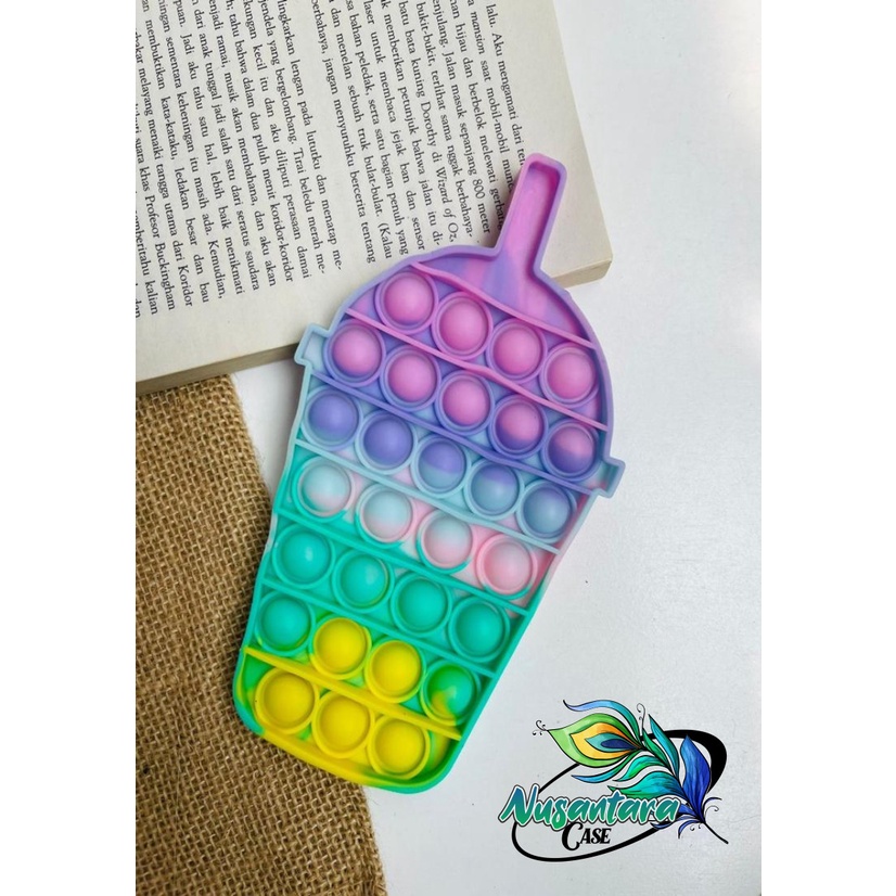 pop it fidget push bubble toys gelembung 3d rainbow pelangi karakter mainan anak NC7433-BOBA
