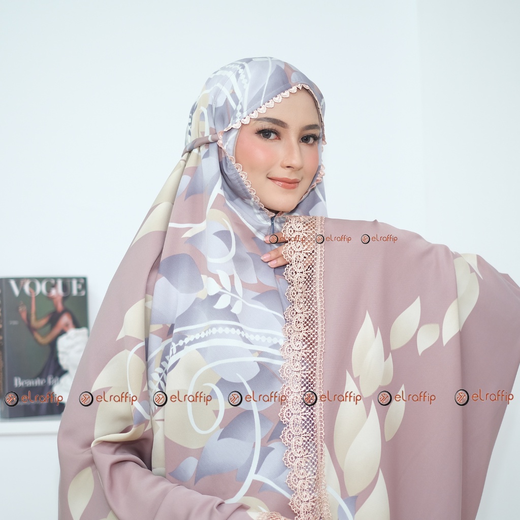 Elraffip-Mukena Dewasa 2 in 1 Satin Motif Premium Lasercut