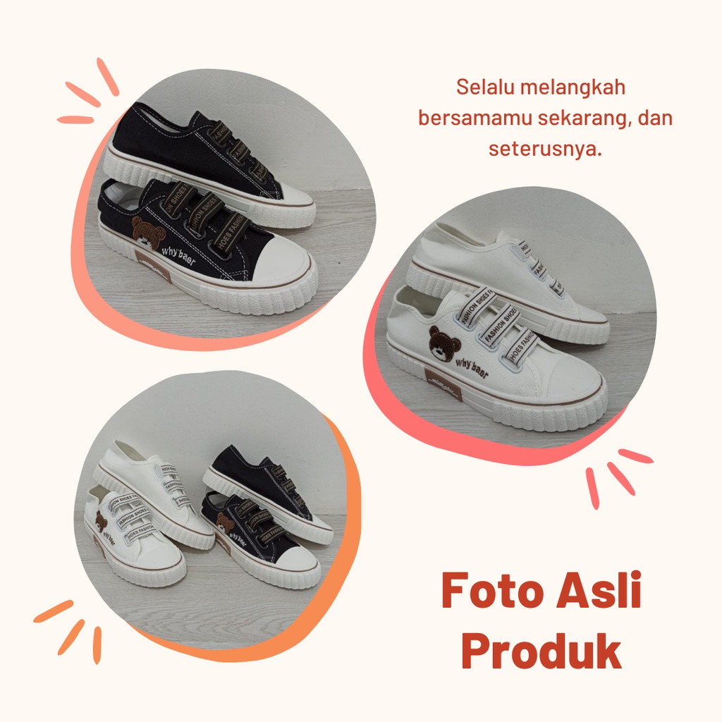Sepatu Sneakers Kanvas Wanita Casual Import Sport Shoes Original Hitam Putih Onlinemall 225-1