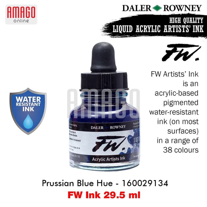 

DALER-ROWNEY - FW Ink 29.5 ml - Acrylic Artists Ink - Cat Akrilik - PRUSSIAN BLUE HUE - 160029134
