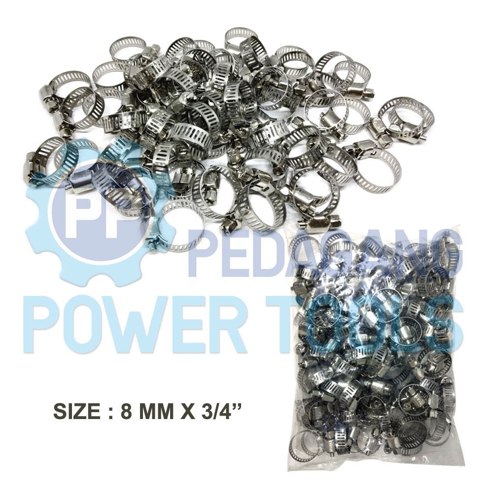 KLEM SELANG BISON 3/4&quot; INCH STAINLESS STEEL HOSE CLIPS - ISI 100 PCS