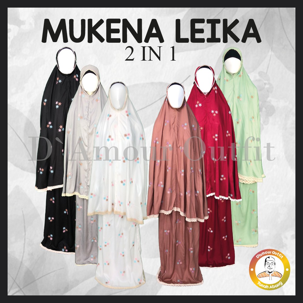 Mukena Travel, Mukena Travelling, Mukena Travelling Dewasa Rayon Premium Jumbo Leika 2 in 1 Bordir