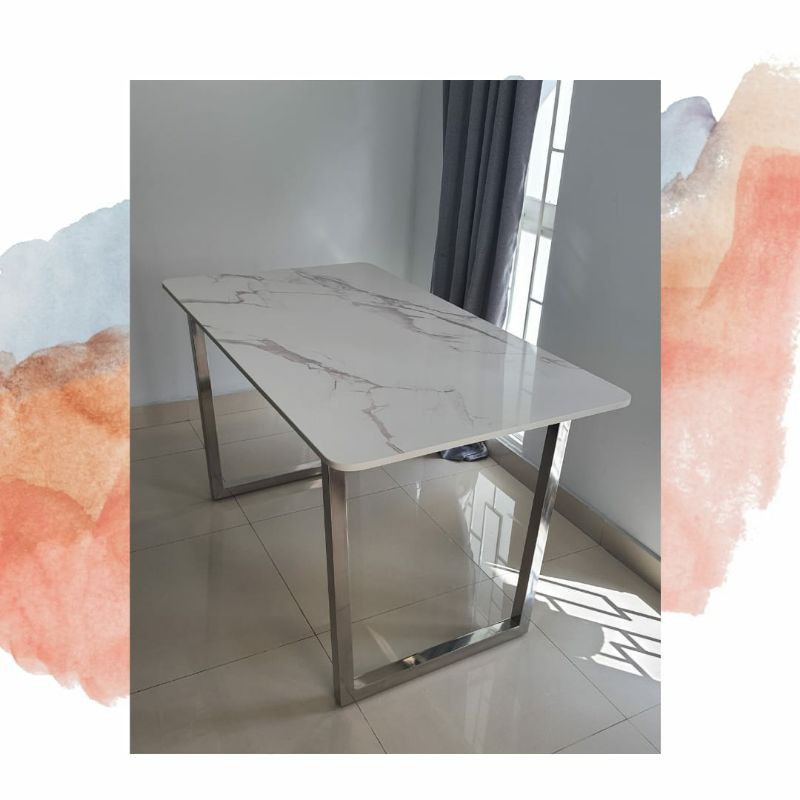 Meja makan marmer/meja makan kuarsa/top table marmer/meja kitchen set