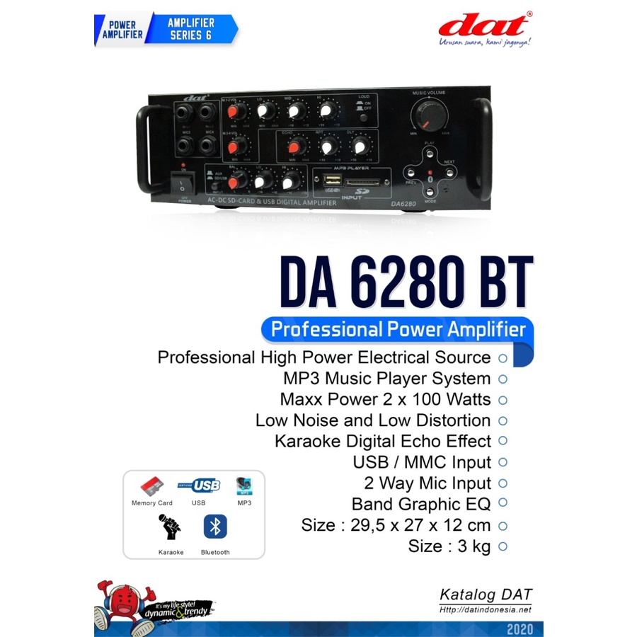 AMPLIFIER DAT BLUETOOTH DAT DA 6280 DA6280 BLUETOOTH GARANSI RESMI