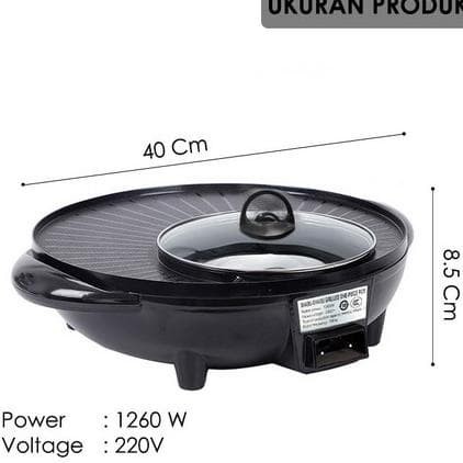 TURUN HARGA Kompor Panggangan Bbq Dan Hotpot Listrik 2 In 1 1300watt Grill Bbq Hotpot Elektrik Anti lengket Panggangan listrik serbaguna Bakar Bakso Sate Sosis Rebus Goreng Bakar Panci Listrik Barbeque Steamboat Teppanyaki Panggangan