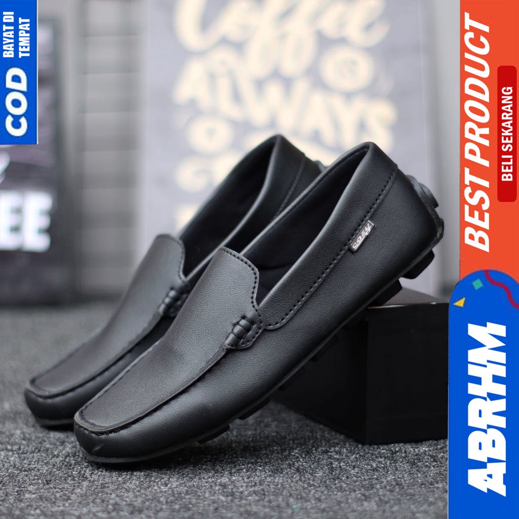 Sepatu Formal Pantofel Kerja Kantor Hitam Polos Pria Original Abrhm Vanezia