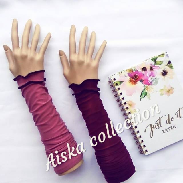 TERLARIS Handsock CURLY HITAM 2 layer / Handsock Renda Curly / Manset Tangan / Handsock Muslim