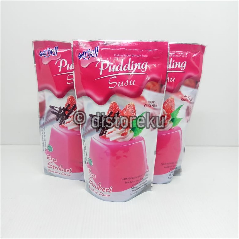 nutrijel PUDING susu rasa strobery STRAWBERRY flavour 145gr (5.11oz)