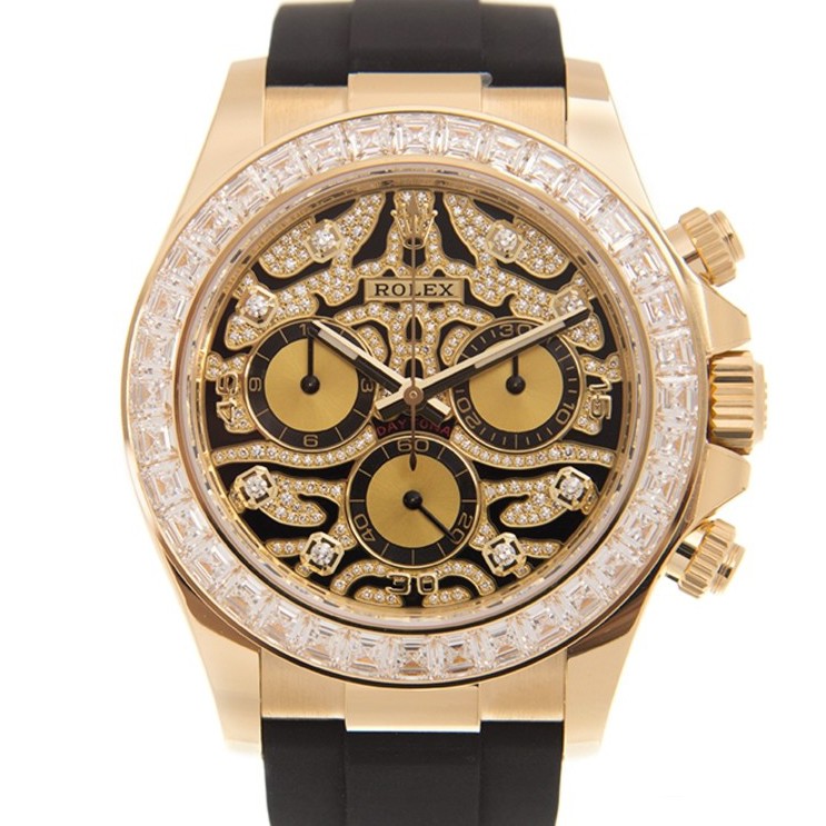 Jam tangan Rolex the Tiger in yellow gold Eye of the Tiger in baguette diamond Daytona 116588TBR