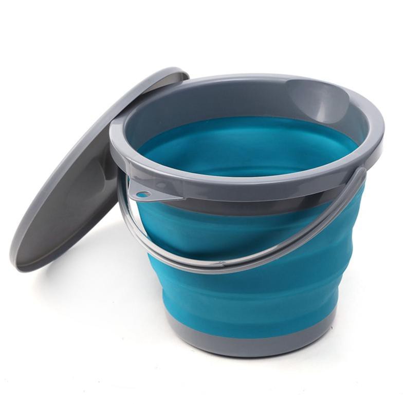 Grab Medan 5 Liter Baskom Ember Lipat Water Bucket Foldable Collapsible AsyPets ST364 - Blue KO