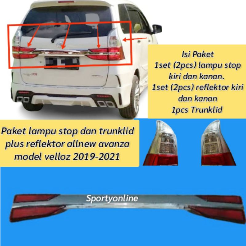 stop lamp dan trunklid allnew avanza dan xenia 2012 sampai 2021 model veloz