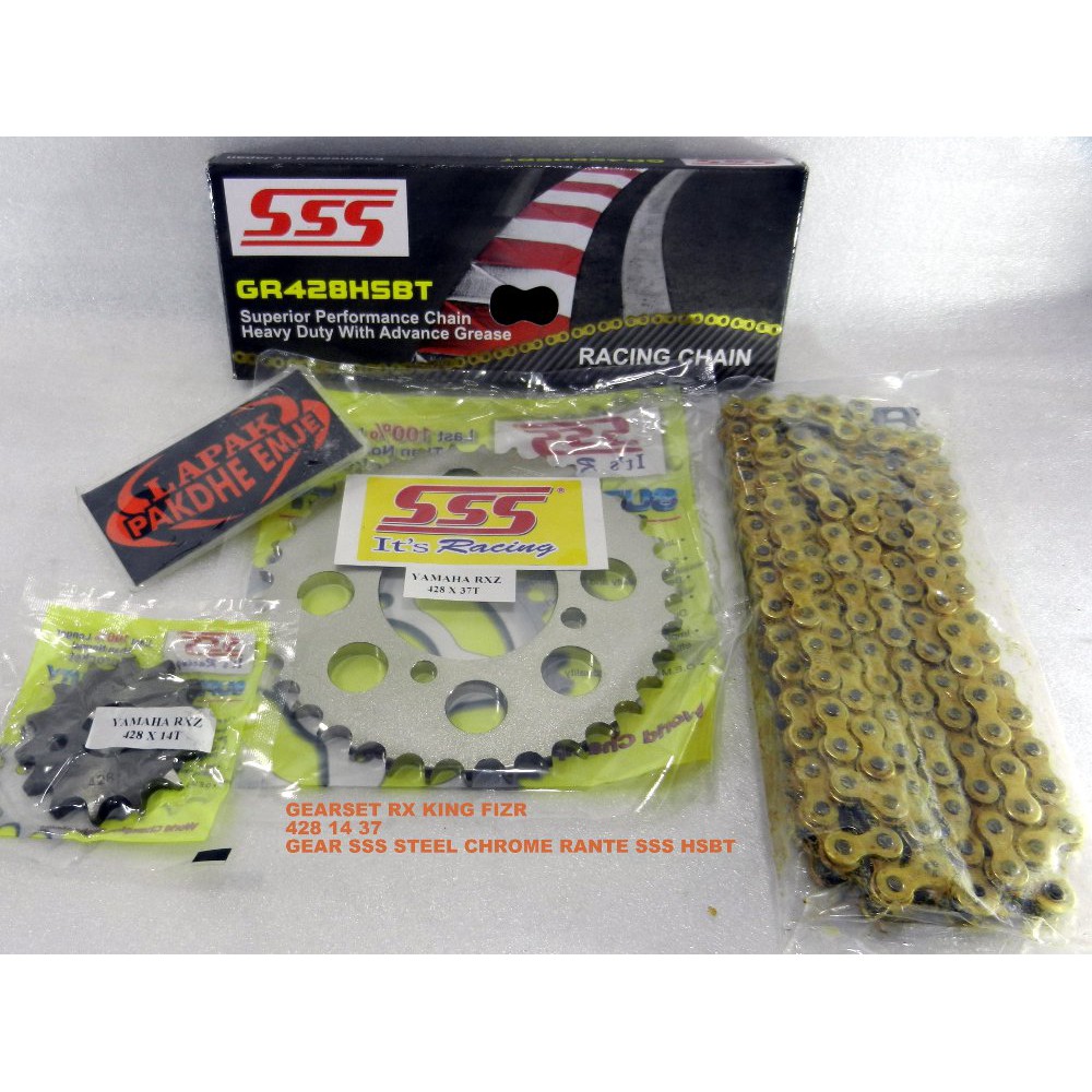 GEAR SET GEARSET SSS RX KING FIZR 428 14 37 GEAR CHROME RANTE SSS HSBT GOLD ORIGINAL UKURA