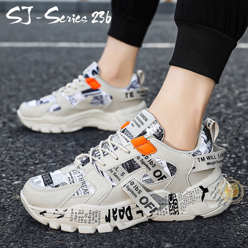 [OOS] (FREE BOX &amp; KAOS KAKI)  Sepatu Sneakers Fashion Pria - Sepatu Casual Hangout Trendy Kualitas Super Premium-236-Brown