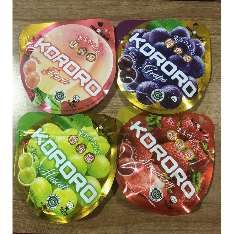 [HALAL] UHA Kororo Grape / Strawberry / Muscat / Peach Jelly Candy Permen 40gr Korea