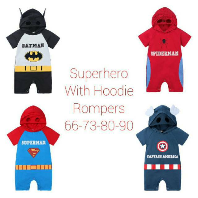 Superhero With Hoodie Rompers/ Rompers Superhero Anak