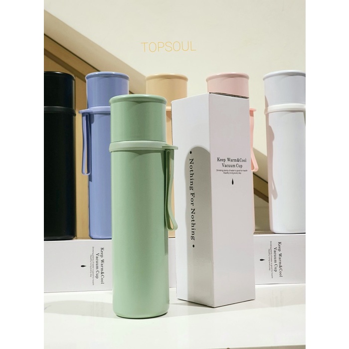 MARKASSHOP66--TERMOS AIR PANAS DOUBLE VACUUM CUP MACARONS STAINLESS STEEL 500 ML H445