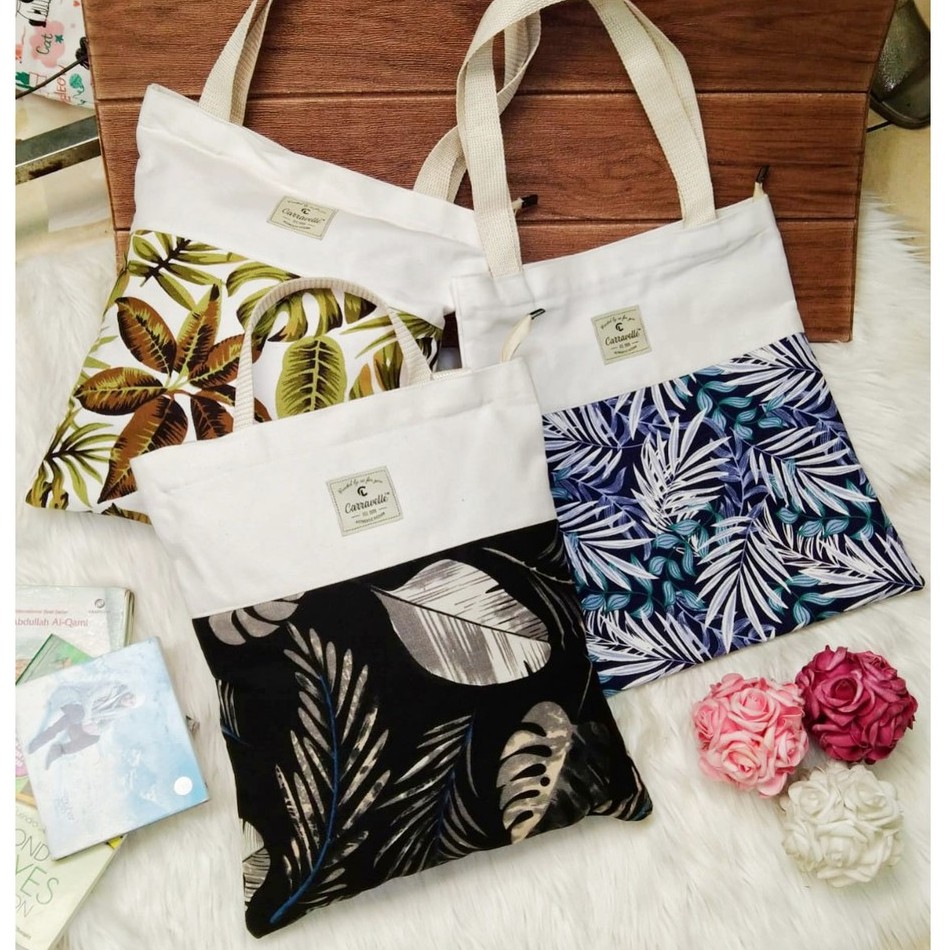 TOTEBAG WANITA RESLETING / TAS TOTE KANVAS JEANS BUAT SHOPPING &amp; KULIAH BISA CUSTOM SABLON TB 004 C